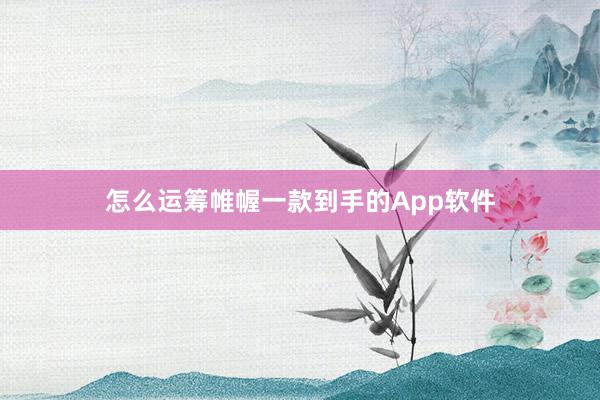 怎么运筹帷幄一款到手的App软件